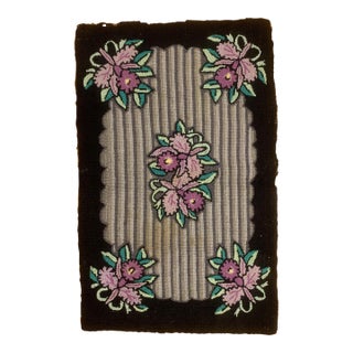 1910s, Handmade Antique American Hooked Rug 1.11' X 3.1' For Sale