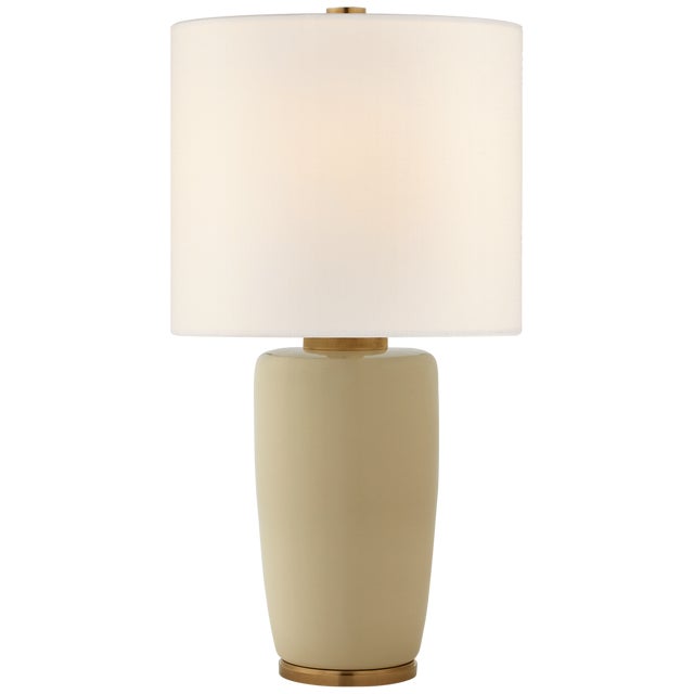 Barbara Barry for Visual Comfort Signature Chado Large Table Lamp in Coconut with Linen Shade For Sale