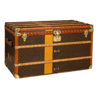 Antique Steamer Trunk in Monogram Canvas from Louis Vuitton, France, 1920 For Sale