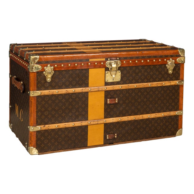 Antique Steamer Trunk in Monogram Canvas from Louis Vuitton, France, 1920 For Sale