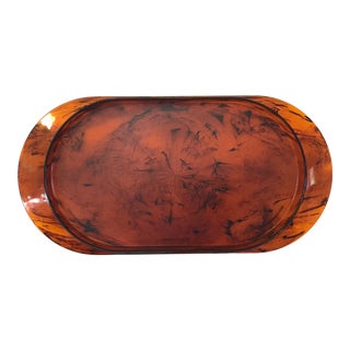 Vintage Faux Tortoise Shell Serving Tray For Sale