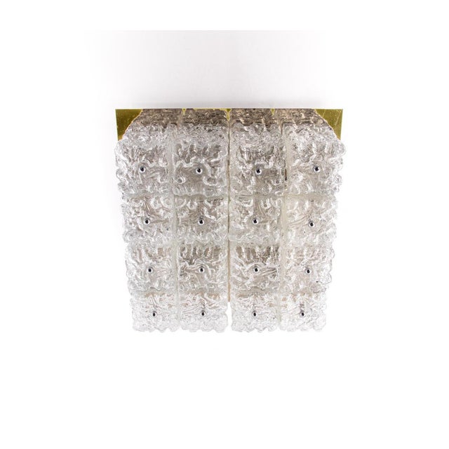 German Large Square Glass & Brass Chandelier from Limburg, 1960 For Sale - Image 4 of 13