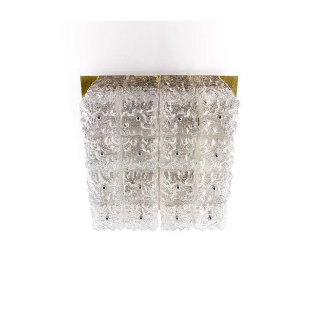 Large German Square Glass & Brass Flush Mount from Limburg, 1960 For Sale - Image 4 of 13