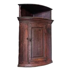 18th Century Swedish Farmhouse Painted Pine Corner Jam Cupboard