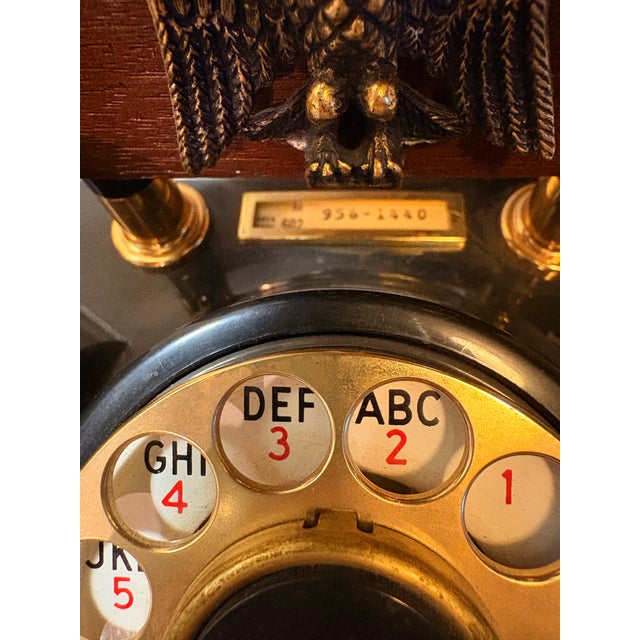 Vintage 1974 Deco-Tel Wood Rotary Phone Brass Eagle Western Electric - Works Great For Sale - Image 4 of 11