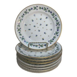 Antique 18th Century Plates French Louis XVI Spring Cornflowers- Set of 8 For Sale