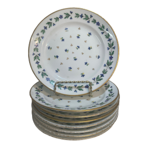 Antique 18th Century Plates French Louis XVI Spring Cornflowers- Set of 8