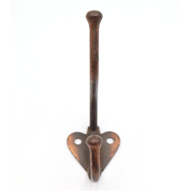 Vintage Japanned Steel Double Arm Wall Hook For Sale - Image 4 of 5