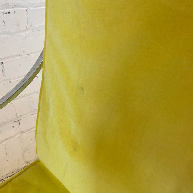Mid 20th Century Yellow and Chrome Dining Chairs in the Style of Milo Baughman - Set of 4 For Sale - Image 9 of 11