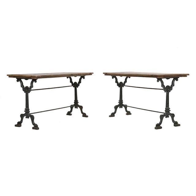 Cast Iron and Patinated Wood Bistro Table For Sale - Image 3 of 9