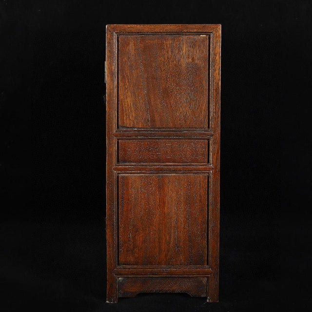 Brown Vintage Chinese Huali Rosewood Carved Two-Door Tabletop Cabinet With Drawers For Sale - Image 8 of 9