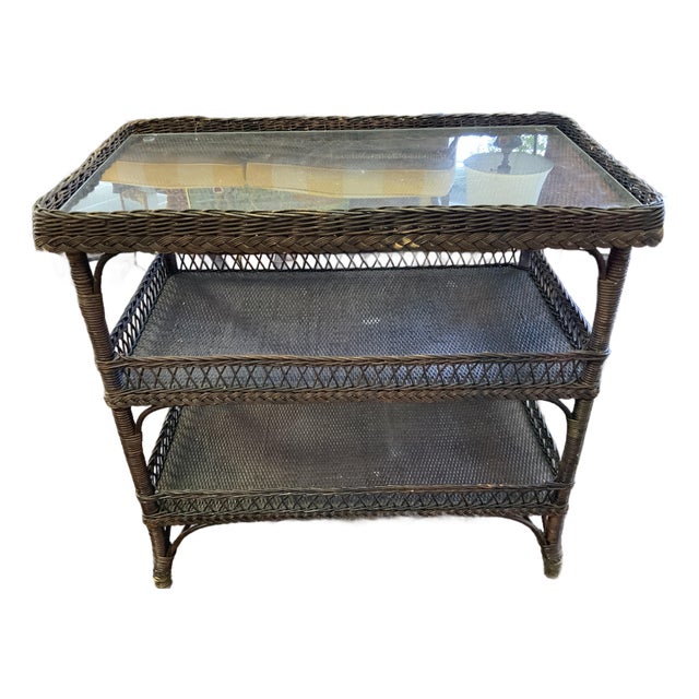 20th Century Wicker Tier Table For Sale