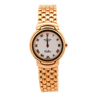 Vintage Rolex Cellini 6621 18k Yellow Gold White Dial Quartz Bracelet Watch For Sale