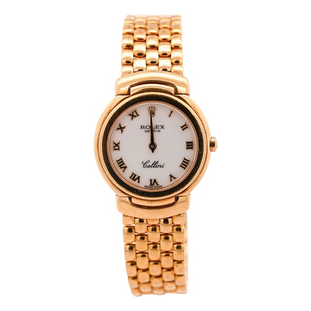 Vintage Rolex Cellini 6621 18k Yellow Gold White Dial Quartz Bracelet Watch For Sale