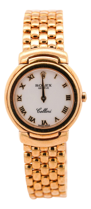 Vintage Rolex Cellini 6621 18k Yellow Gold White Dial Quartz Bracelet Watch
