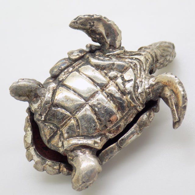 Silver Vintage Italian Handmade Genuine Sterling Silver 925 Loggerhead Sea Turtle Figurine, 1980s For Sale - Image 8 of 13