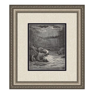 Gustave Dore Leviathan (Milton's Paradise Lost) C. 1880 Woodcut Signed, Framed For Sale