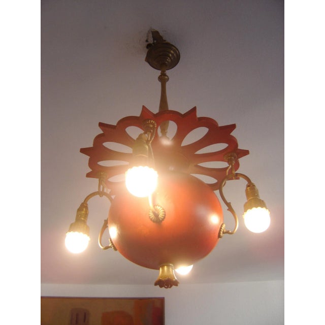 Red Antique Art Nouveau German Chandelier, 1900s For Sale - Image 8 of 13