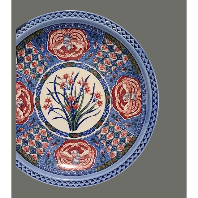 Japanese Vintage Asian Japanese Imari Floral Phoenix Bird Platter For Sale - Image 3 of 10