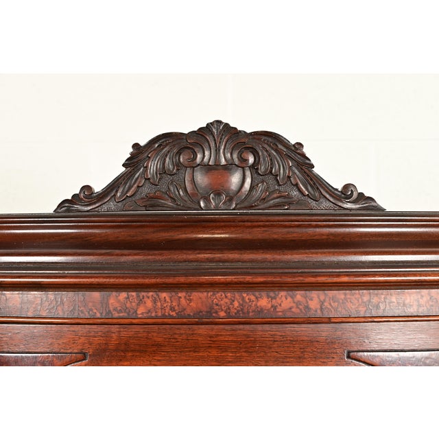 R. J. Horner Style Renaissance Revival Carved Walnut and Burl Wood Inlaid Marquetry Bar Cabinet, Circa 1900 For Sale - Image 11 of 16