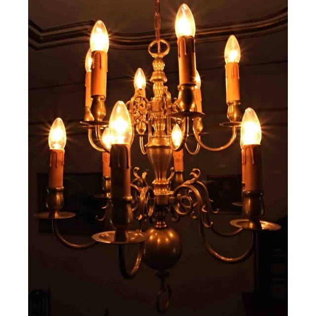Dutch Bronze 2-Tier Chandelier For Sale - Image 6 of 7