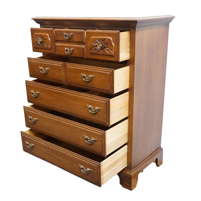 Late 20th Century Broyhill Furniture Penn Colony Solid Cherry Early American Colonial 38" Chest of Drawers 2600-41 For Sale - Image 5 of 12
