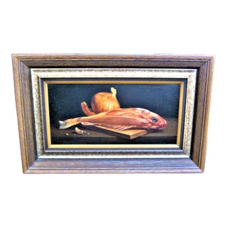 1970s "Red Snapper" Baroque Style Still Life Oil Painting by Dorothy Fitzgerald, Framed For Sale