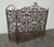 French Provincial Vintage French Provincial Brown Scrolled Cast Iron Three Panel Fireplace Screen For Sale - Image 3 of 12
