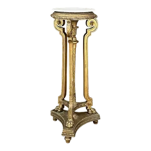 19th Century French Louis Xvi Giltwood Pedestal With Carrara Marble Top