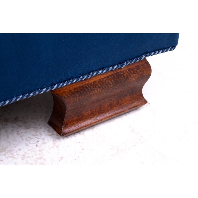 Mid-Century Art Deco Style Blue Chaise Longue, Western Europe, 1950s For Sale - Image 10 of 12