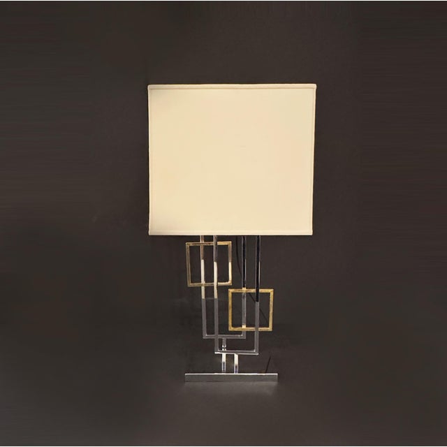 Metal 1970s Single Geometric Modernist Table Lamp For Sale - Image 7 of 18