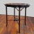 Antique English Regency style tray table, featuring a scalloped papier-mache or tole tray top set upon a faux bamboo base...