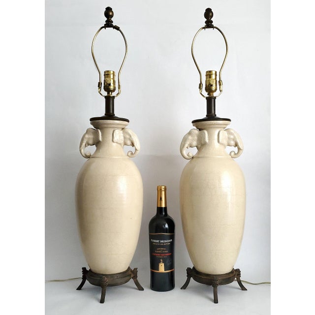 Modern Lamp Pair Maitland Smith Elephants Signed For Sale - Image 3 of 13