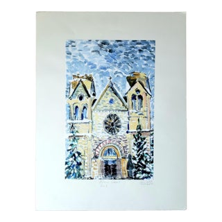 1995 St. Francis Cathedral by Spencer Walaitis Fine Art Proof Print, Vintage Signed For Sale