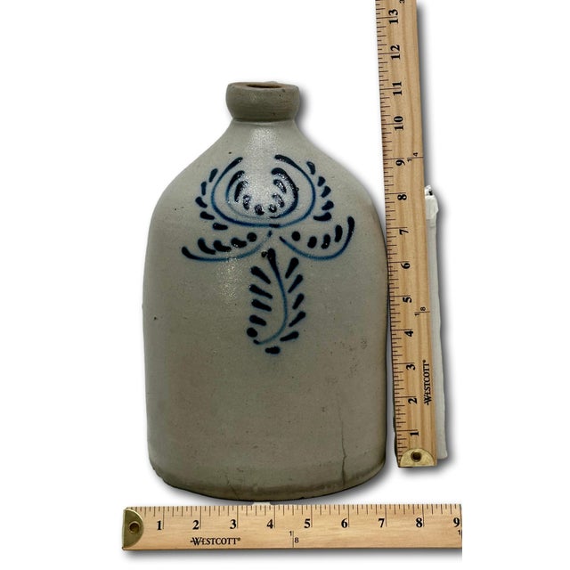 Nice Small 1 Gallon Size Antique Early American Blue Decorated Stoneware Spirits Jug - Circa Late 19th Century For Sale - Image 18 of 18