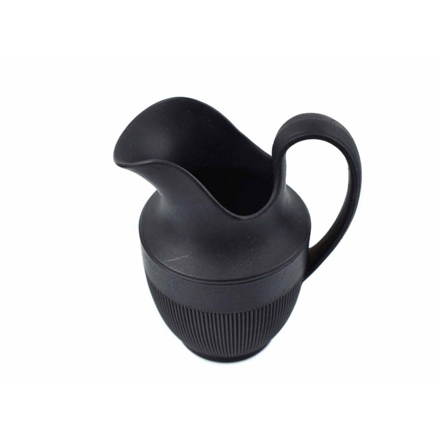French Provincial Antique 19th-Century French Creil Black Basalt Fluted Small Pitcher - France For Sale - Image 3 of 6