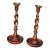 Pair of Antique English Oak Barley Twist Candlesticks For Sale