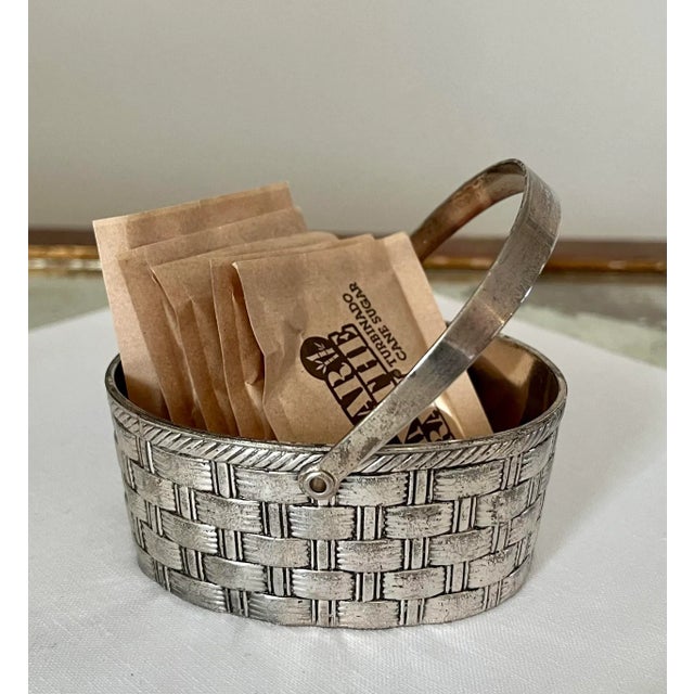 Vintage Raimond Silverplate Petite Woven Basket With Hinged Handle For Sale In New York - Image 6 of 8