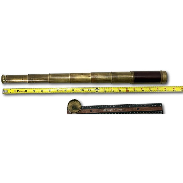 Rare 7 Draw 24 Inch Antique Brass & Rosewood Ships Spyglass - Telescope Circa Late 19th Century For Sale - Image 11 of 12