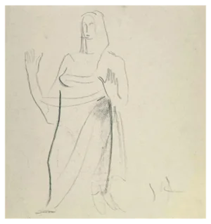Louis Berthomme Saint-Andre, The Woman, Pencil Drawing, Mid 20th Century