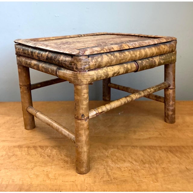 Vintage Rattan Bamboo Accent Table, Mid-Century Modern Side Table For Sale In West Palm - Image 6 of 9