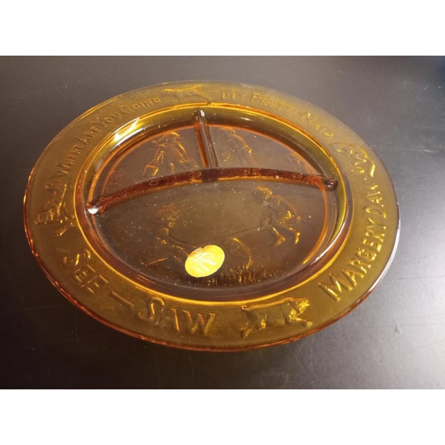 Vintage 1940s Amber Tiara Glass Divided Plate For Sale - Image 4 of 5