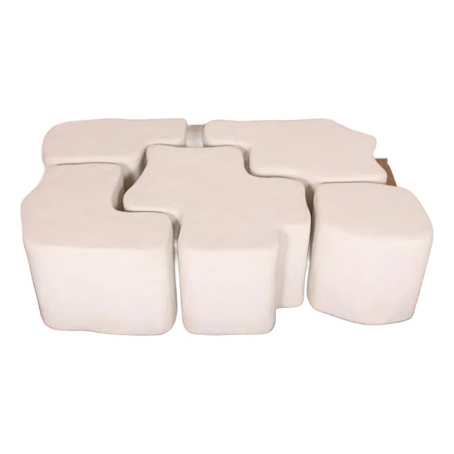Sawa Bone White Concrete Coffee Table For Sale