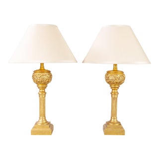 Pair of Nancy Corzine Neoclassical 22k Topiary Lamps For Sale