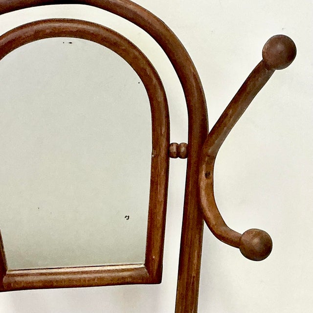 1940s 1940s Vintage Italian Boho Chic Bentwood Sticks and Ball Tabletop Mirror With Hat Rack, After Franco Albini For Sale - Image 5 of 16
