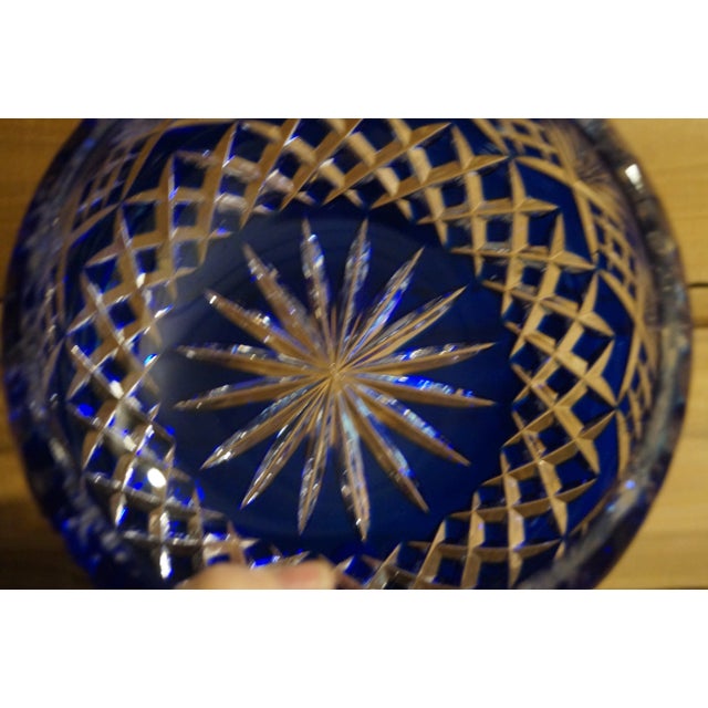 1950s 1950s Czech Bohemian Cobalt to Clear Cut Crystal Bowl For Sale - Image 5 of 10