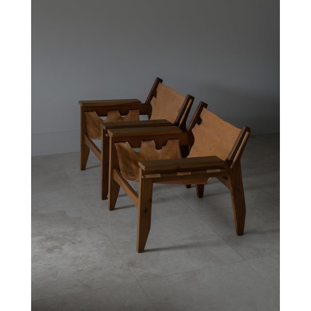 Sergio Rodrigues 1973 Attributed to Sergio Rodrigues Kilin Armchairs in Freijo Wood & Leather by Oca, Brazil For Sale - Image 4 of 12