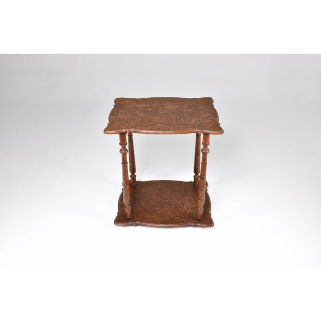 1900 - 1909 1900's Japanese Sculpted Wooden Tea Table For Sale - Image 5 of 12