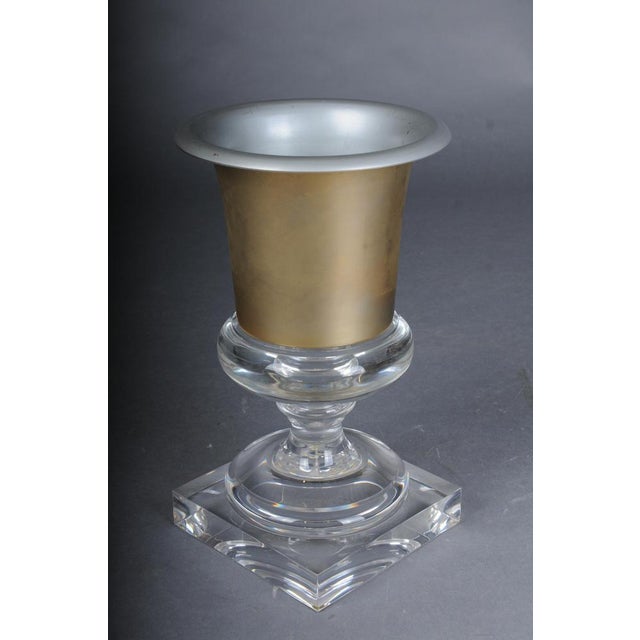 Hollywood Regency Style Acrylic Gold Goblet Vase For Sale - Image 9 of 12