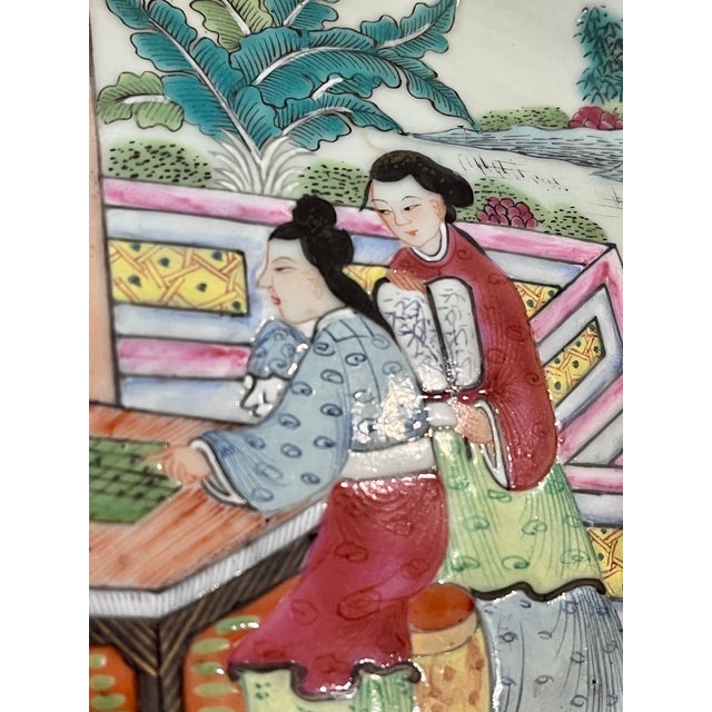 Mid 20th Century Chinese Export Famille Rose Reticulated Oval Plates - A Pair For Sale - Image 11 of 13